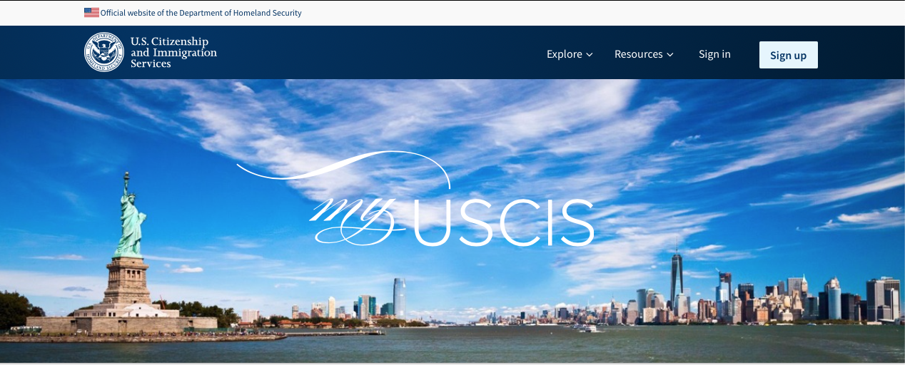 my.uscis.gov homepage