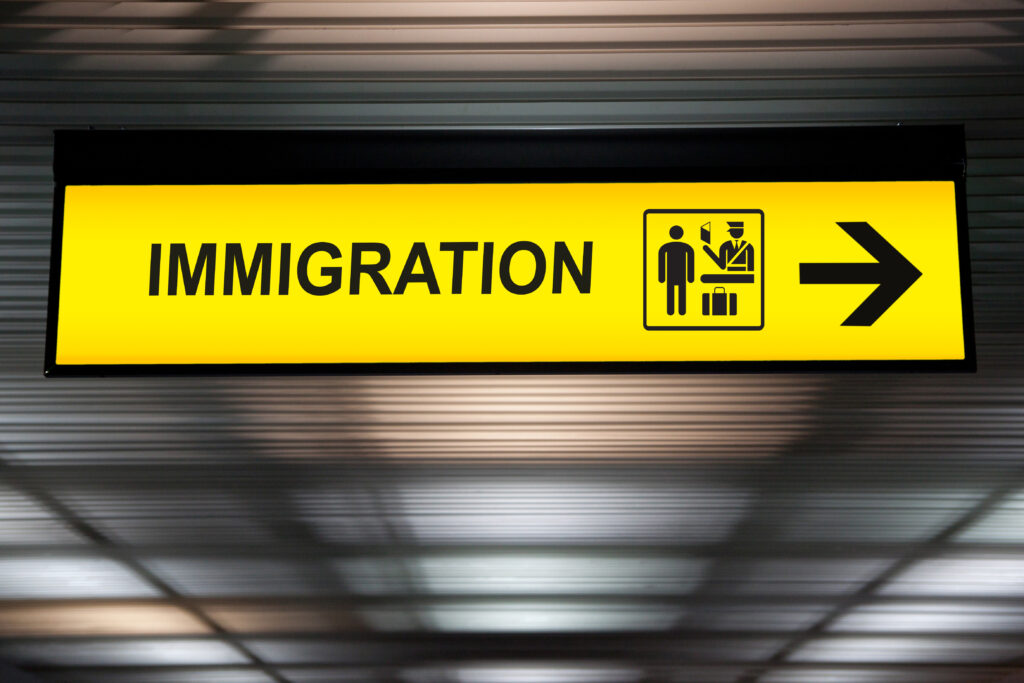 picture of immigration sign at the airport